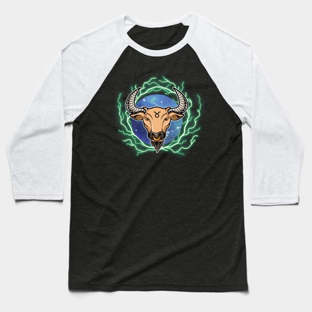 Taurus Horoscope Sign Baseball T-Shirt by Qibar Design